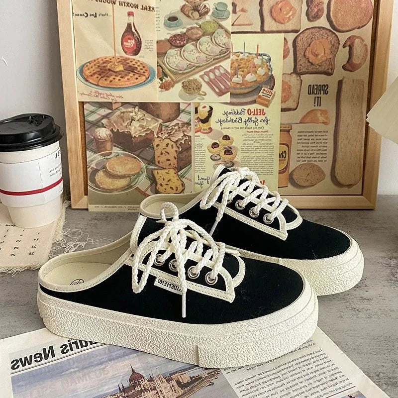 Ingvn  Women's Slippers and Ladies Sandals Rubber Shoes Sneakers Summer  Black Slides Junior Mules Sports Cotton with Heel Platform