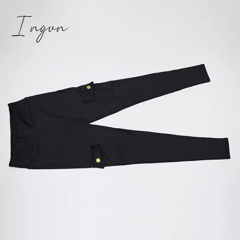 Ingvn - Women Slim Leggings High Waist Elastic Push Up Four Pockets Legging Female Workout Fitness Leggins Femme Casual New