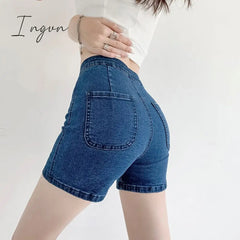 Ingvn - Women Shorts Sexy Jeans Peach 2023 Summer New Mini Elegant Lady Skinny Denim Shorts Female Casual Cycling Short Harajuku