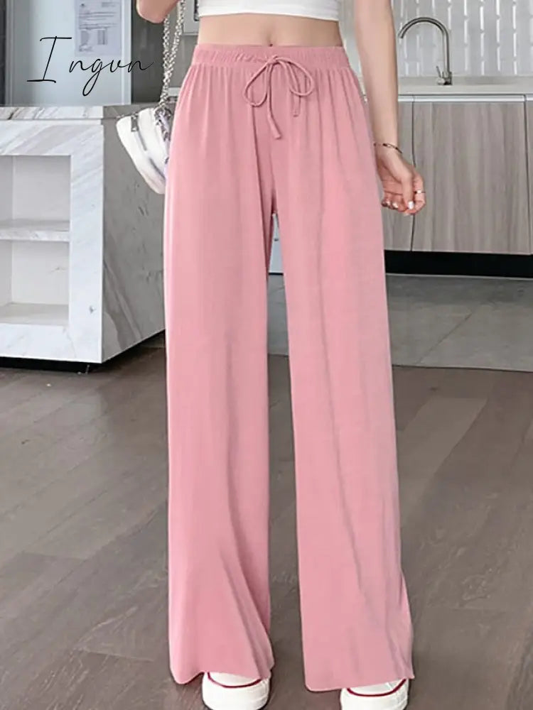 Ingvn - Women's Wide Leg Chinos Pants Trousers Black Pink Beige Streetwear Lightweight Casual Outdoor Causal Daily Full Length Comfort Plain S M L XL 2XL