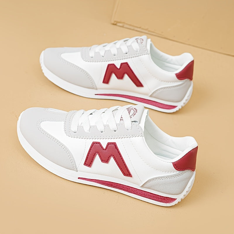 Women's Letter Decor Sneakers, Casual Lace Up Outdoor Shoes, Comfortable Low Top Shoes
