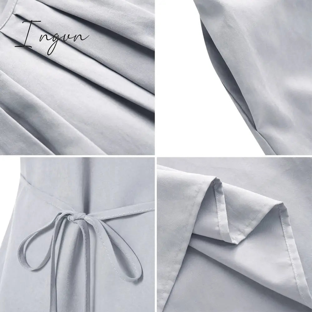 Ingvn - Sexy Sleeveless Summer Dress Sexy Ruffle Maxi Long Dress With Belt Women Bohemian Sundress Party Vestido Autumn Robe