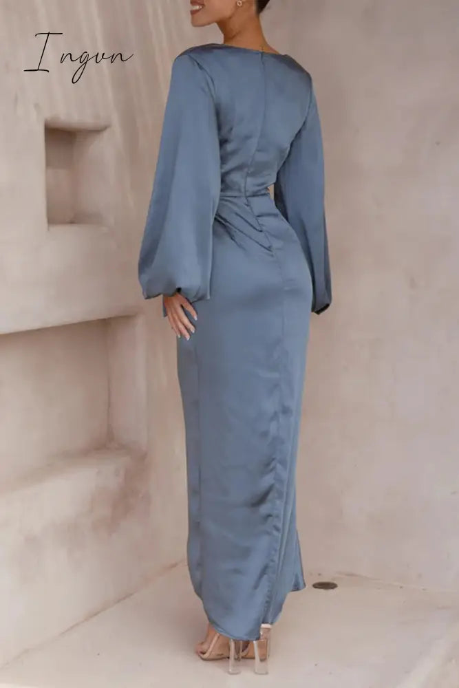 Ingvn - Celebrities Elegant Solid Bandage V Neck A Line Dresses