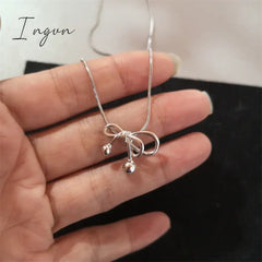 Fashion Silver Color Elegant Bowknot Heart Pendant Necklace Clavicle Chain Fine Aesthetic Jewelry For Wedding Party Women Gifts