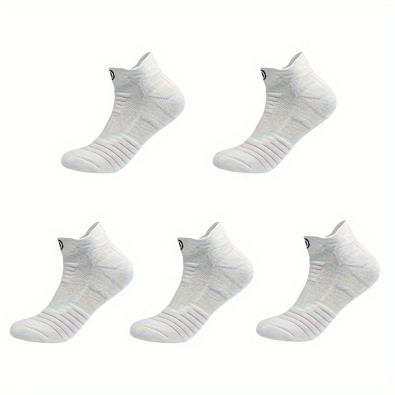 5 Pairs of Ultra-Comfortable Marathon Compression Socks - Moisture-Wicking, Breathable, and Quick-Drying for Outdoor Fitness and Sports - All-Season, Thin, and Stylish Knit Fabric Polycotton and Polyester Blend