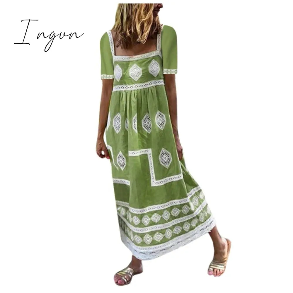Ingvn - Bohemian loose casual large size dress
