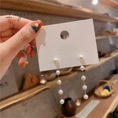 Ingvn - Korean Trend Simulation Pearl Long Earrings Female Tassel Drop Wedding Pendant Earrings Fashion Sweety Jewelry Earring 2023 Gift
