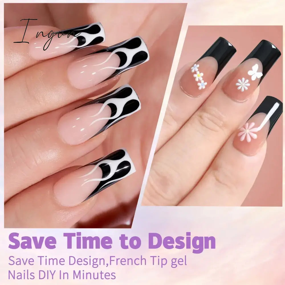 150pcs/box French Coffee Black False Nail Press On Acrylic Nails Almond Removable Nails Art Tools For DIY Manicure Design