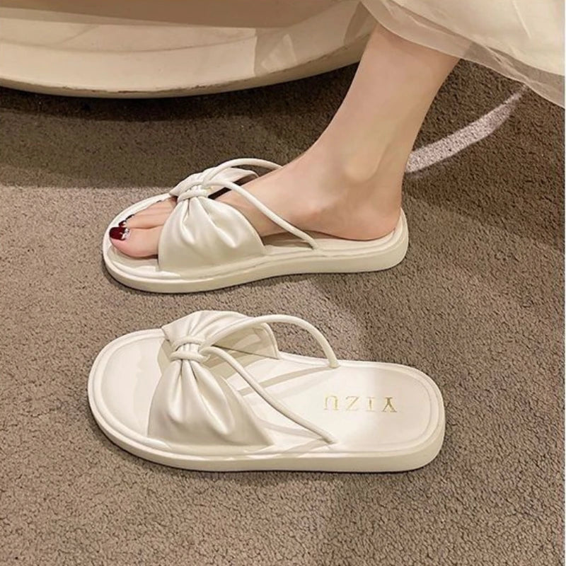 Flat Slides Shoes Summer Rubber Open Toe Home House Green Women's Slippers and Ladies Sandals White I Comfortable Elegan 39