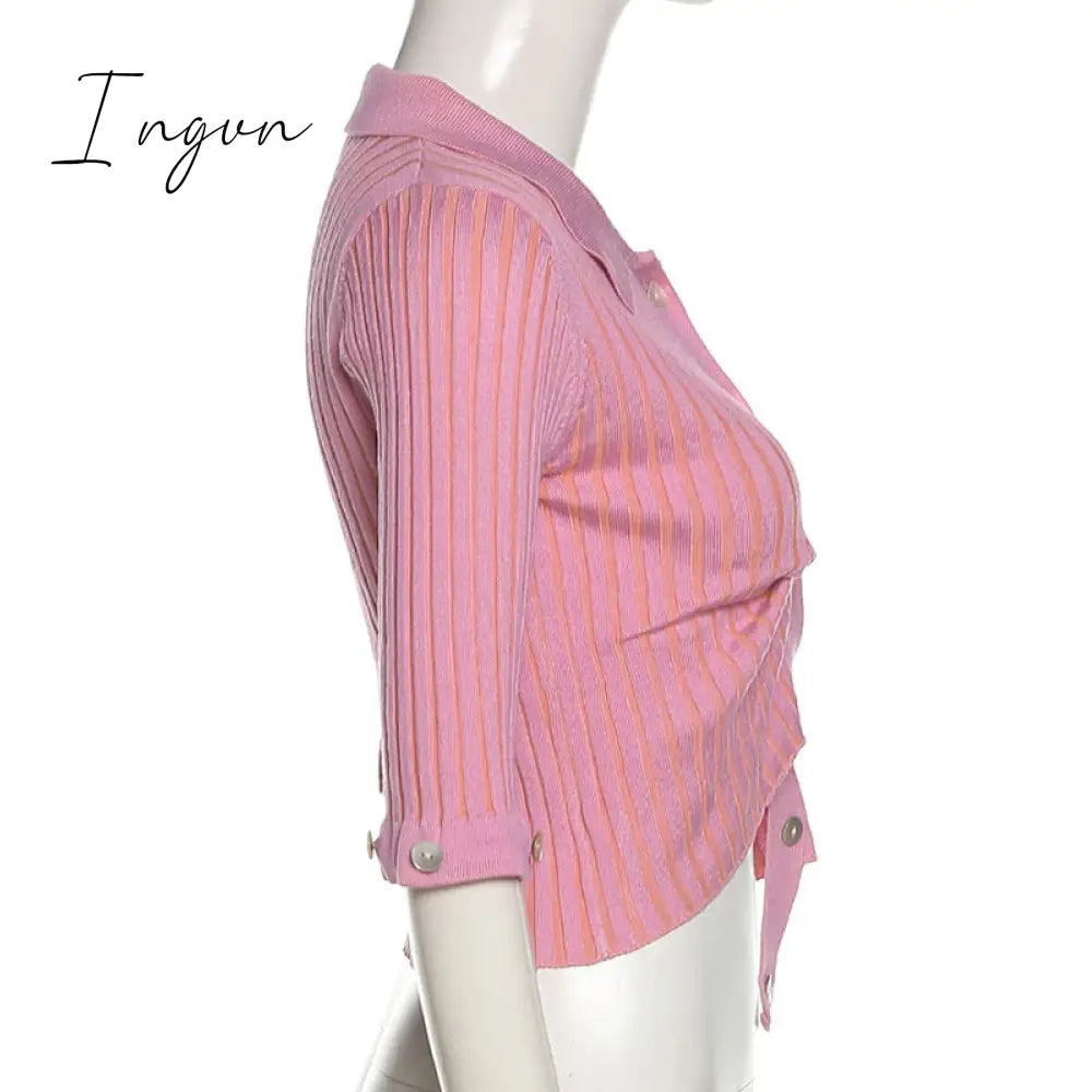 Ingvn - Fashion Trends Single Breasted Knitted Sweater Women Sexy Long Sleeve Asymmetrical Cardigans Solid Turn Down Collar Autumn Fashion Tops