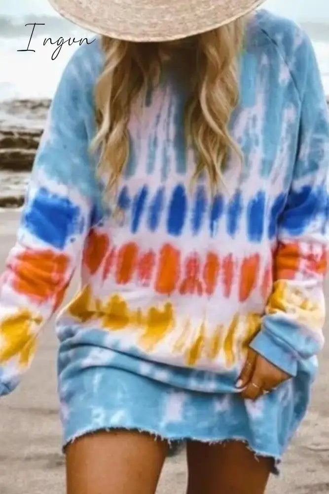 Ingvn - Tie-dye Blue Mini Dress(4 Colors)