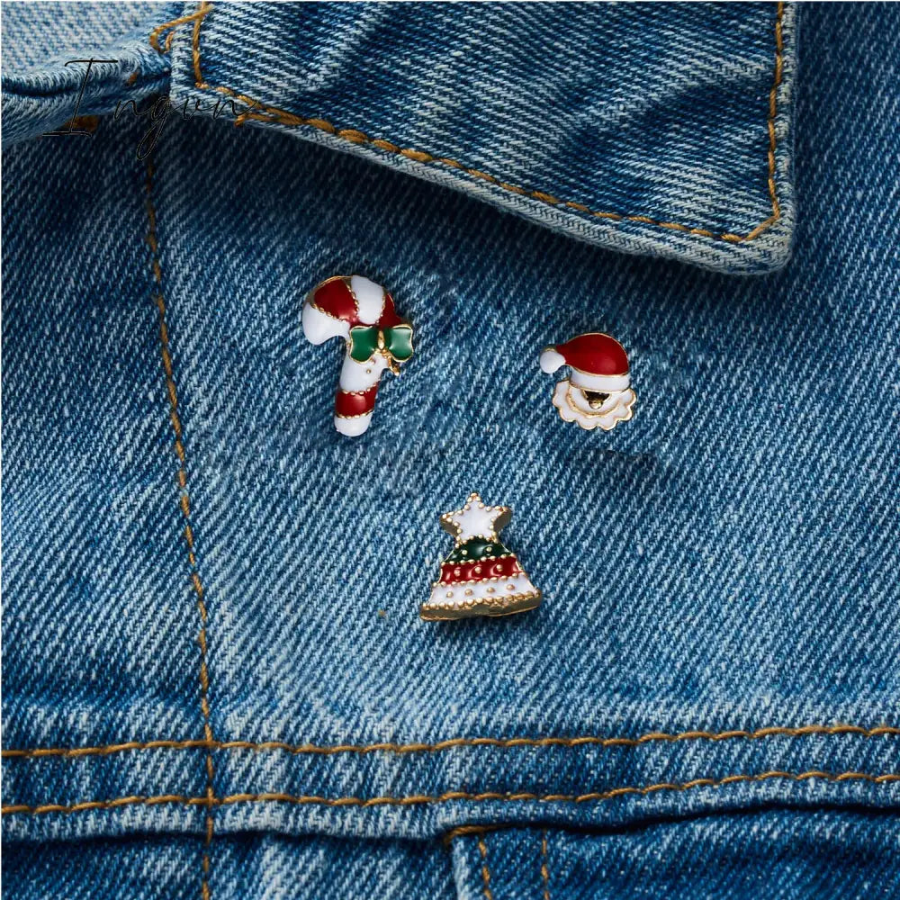 3pcs/set Christmas Gift For Women Men Brooches Enamel Pins Santa Claus Bell Elk Snowflake Xmas Tree Brooch Kids New Year Pin