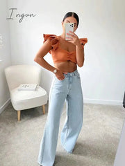 Ingvn - Casual Fashion Straight Leg Women's Jeans Denim Bottom Harajuku Boyfriend Long High Waist Baggy Jeans Fall Pants