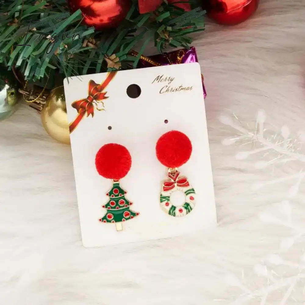 Moving Santa Claus Tassel Dangle Earrings For Women Christmas Tree Snowflake Asymmetric Long Chain Earring New Year Jewelry Gift