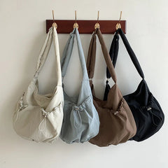 Ingvn  New Folded Nylon Crossbody Bag Fashionable Korean Edition Casual Style Shoulder Bag Shrink Large Capacity Commuter Folded Bag