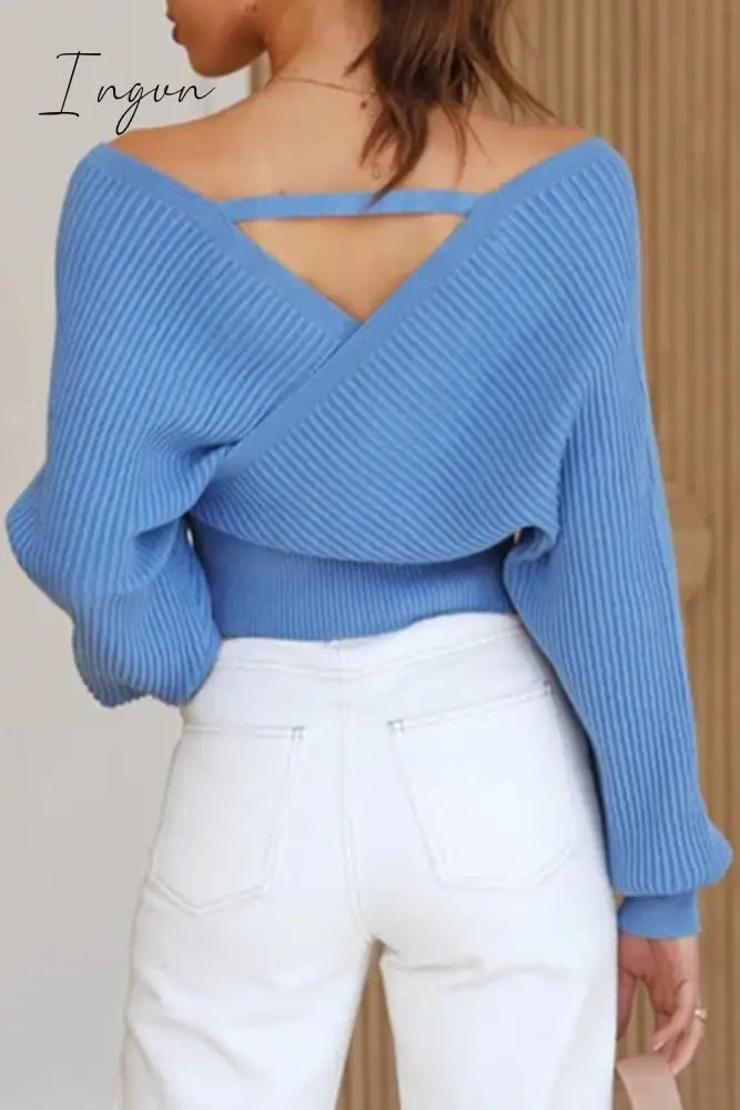 Ingvn - Sexy Simplicity Solid Fold V Neck Tops