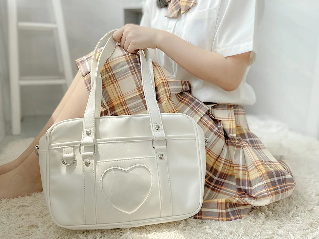 INGVN  Japanese Heart Patchwork Women Handbags High-capacity Streetwear Simple Messenger Bag All Match Fashion Shoulder Bags Y2k Preppy