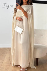 Ingvn - Elegant Solid Patchwork Zipper O Neck Long Dress Dresses