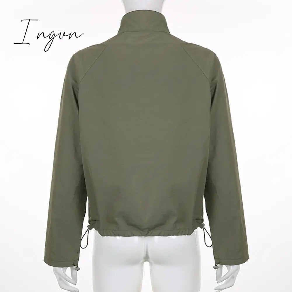 Ingvn - Joggers Baggy Wide Leg Sweatpants Sets Loose Drawstring Low Waist Streetwear Cargo Pants Turtleneck Top 2 Piece Set
