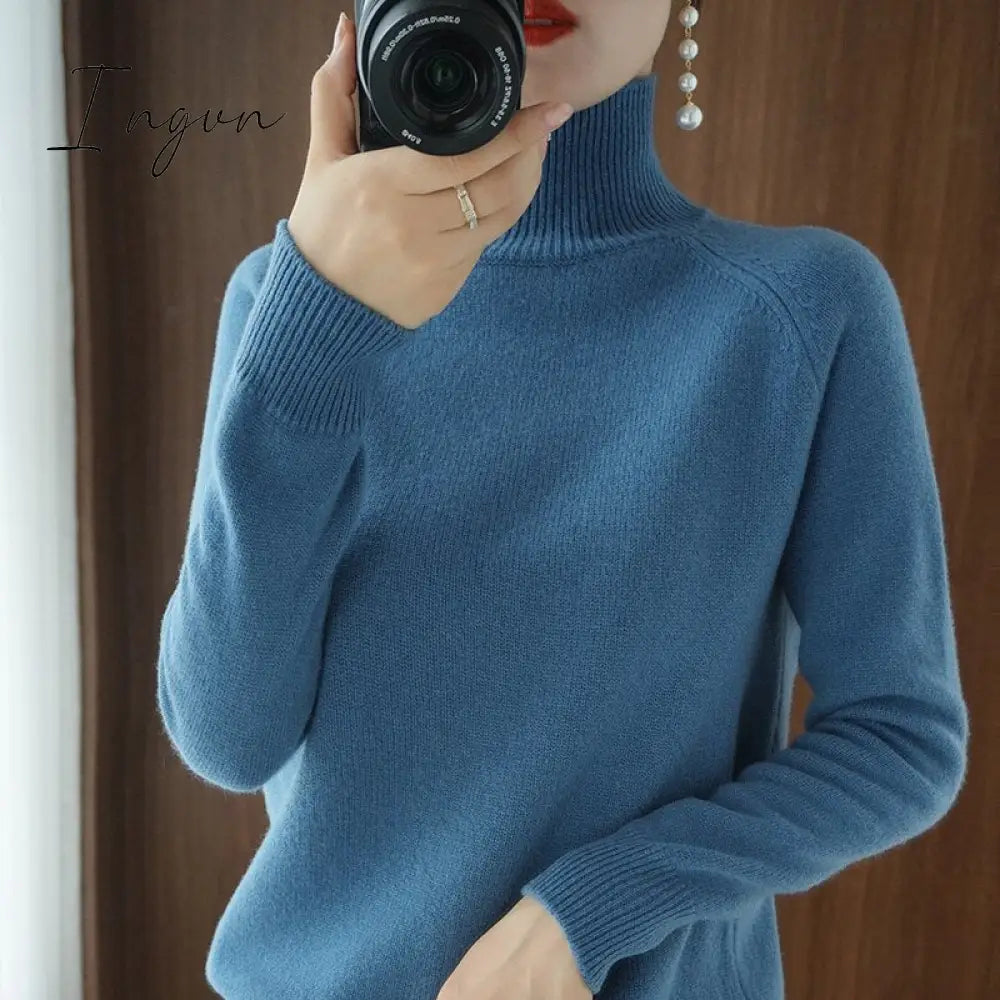 Ingvn - Turtleneck Cashmere Women Sweaters Casual Long Sleeve Knitted Jumper Female Bottoming Pullover Sweater women Autumn Winter