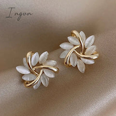 Exquisite Flower Zircon Stud Earrings For Women Leaves Geometric Rhinestone Earring Girl Party Birthday Christmas Jewelry Gifts