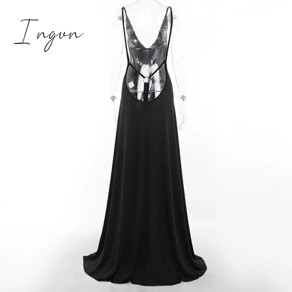 Ingvn - 2023 Summer Women Dress Bandage Sexy Backless Maxi Dresses Club Holiday Bodycon Cut Out Sleeveless Elegant Long Dress Women Robe