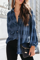 Ingvn - Elegant Solid Fold Turndown Collar Tops