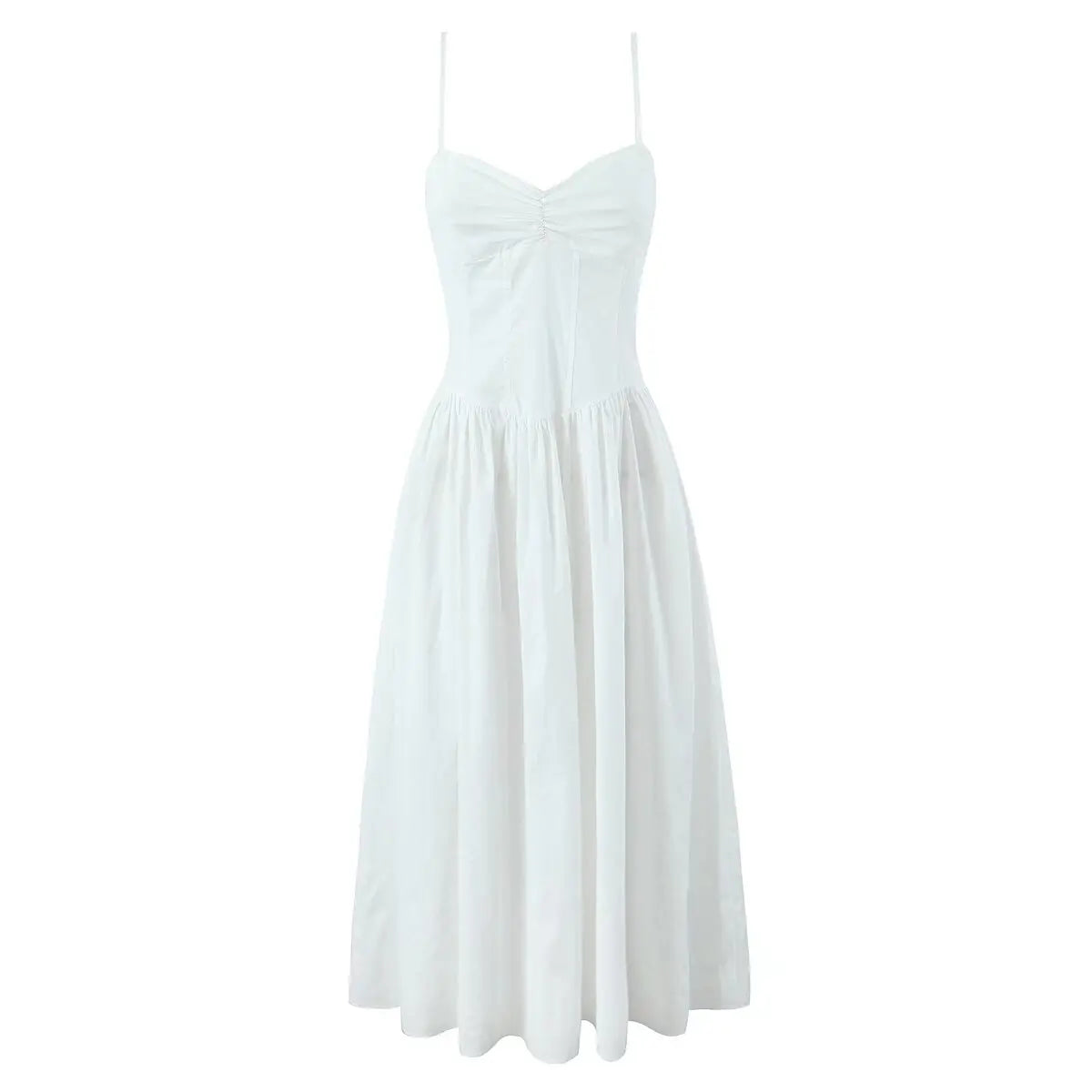 New Women Sexy Elegant Coffee White Sling Long Dress Low Waist Fit And Flare Summer Party Maxi Dresses Cotton Robe