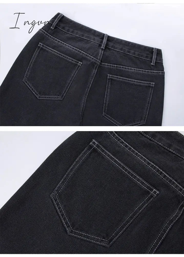 Ingvn - Hot Sell Quality Low Waist Jeans Women Baggy Jeans 2023 New Fashion Straight Leg Pants Y2k Denim Trousers Vintage Loose Blue Washed Mom Jeans