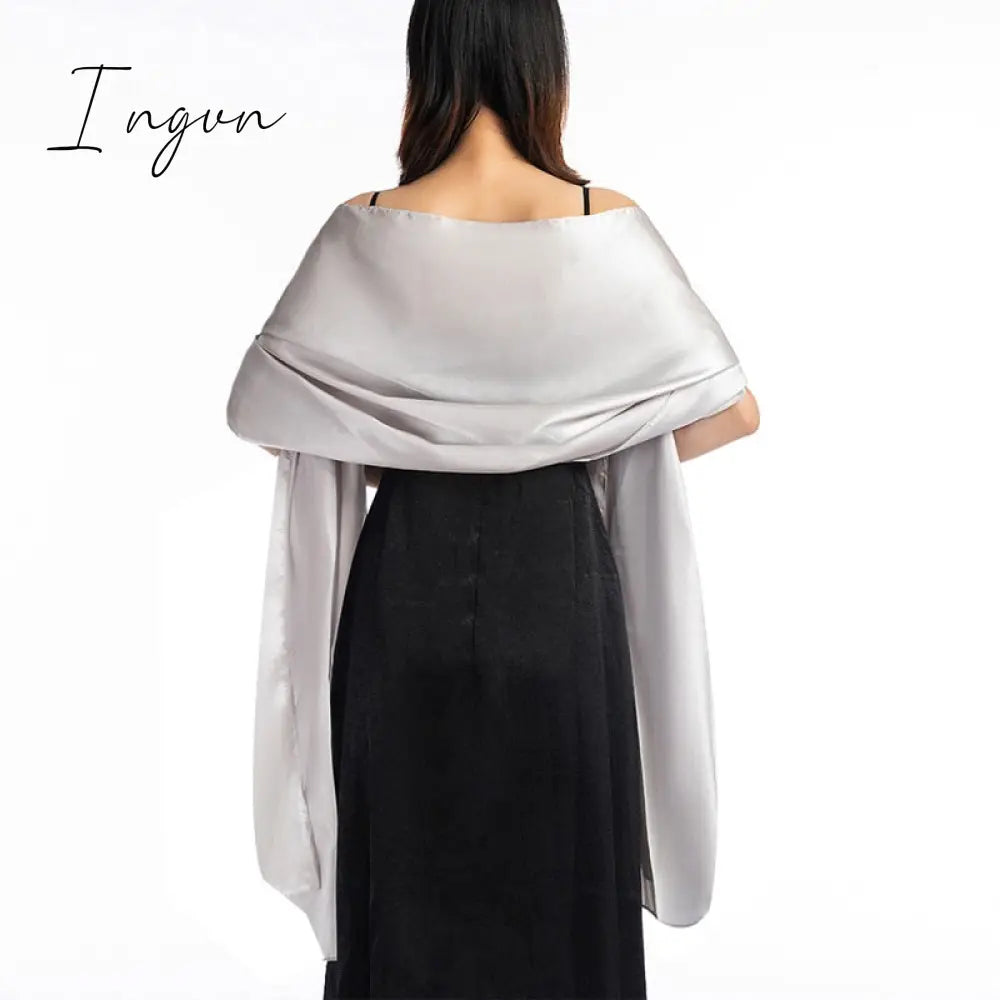 Ingvn - 16 Colors Shrugs for Women Evening Cape Dress Wraps Shawls 240*70cm Satin Long Formal Wedding Party Prom Wraps Ladies Bolero