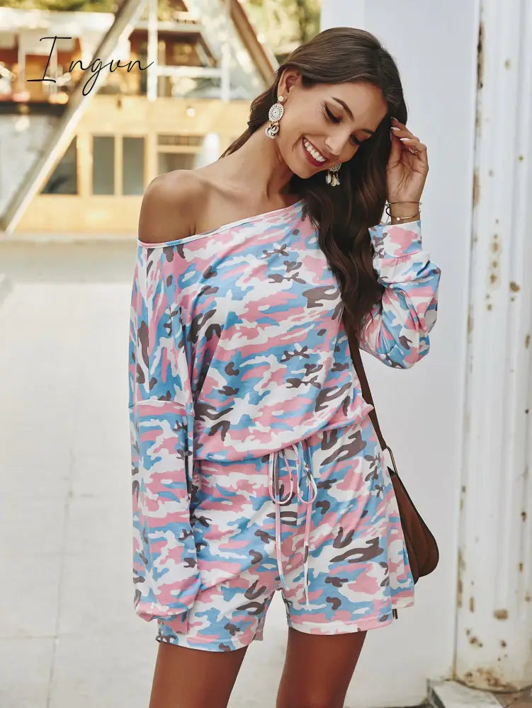 Ingvn - Long Sleeve Drawstring Romper