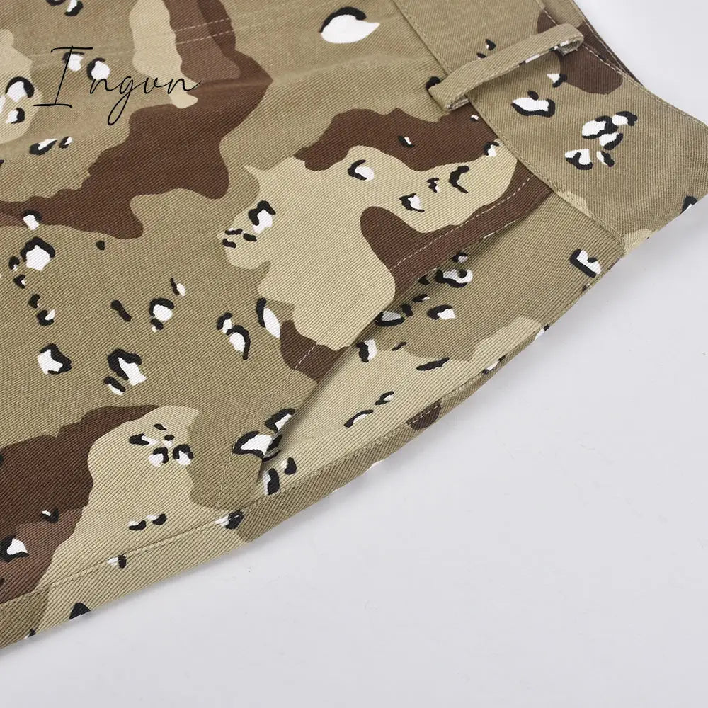 Ingvn - Womens Fashion Trendy Camouflage Mini Skirts for Women Korean Fashion Pockets Zipper Bottoms Harajuku Streetwear Y2k Vintage Clothes