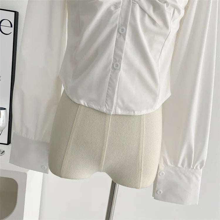 Voguable  Y2K 3 Piece Set Women Cropped Coat + Long Sleeve Shirt + High Waist Halter Ruffles Mini Dress Korean Chic Fashion Sexy Outfits