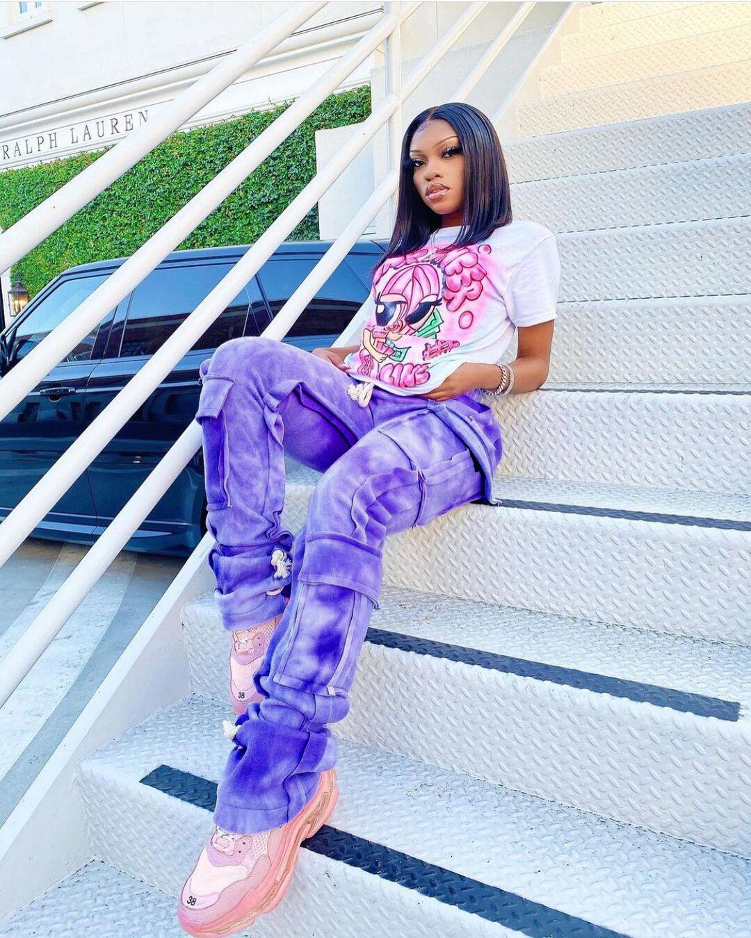 Multi Pocket Drawstring Stacked Sweatpants Street Style Tie Dye Cargo Pants Y2k Clothes Women Trousers