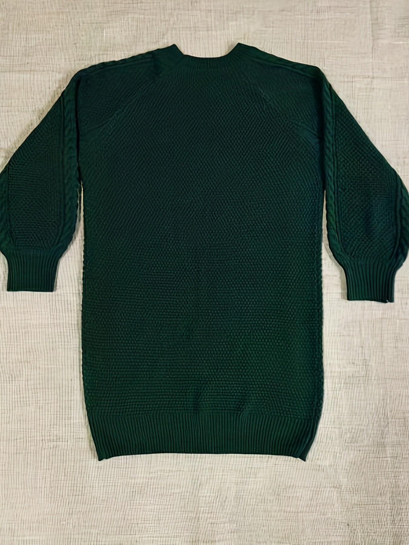 Cozy Cable Knit Sweater Dress - Soft, Casual, Solid-Colored, Long Sleeve, Comfortable, Relaxed Fit, Women's Winter Clothing, Everyday Wear, Office Lady Style