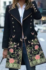 Ingvn - Elegant Print Patchwork Turndown Collar Outerwear