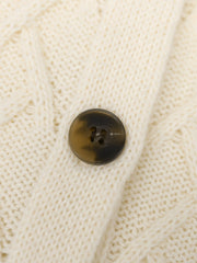 Solid Drawstring Hooded Cable Knit Cardigan, Casual Button Down Long Sleeve Outwear With Pocket, Women's Clothing