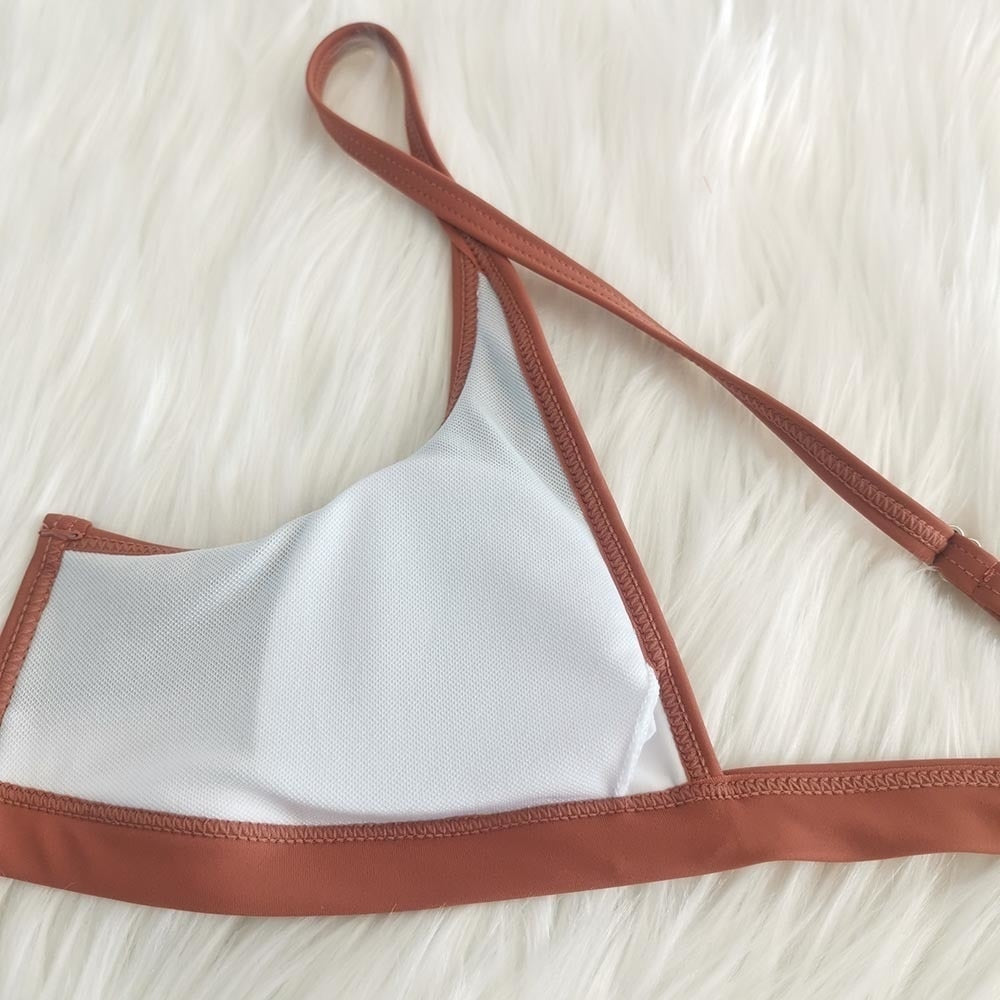 Vintage Retro Bikini Patchwork Swimsuit Thong Brazilian Sexy Swimwear Female  New Summer Micro V-bar Green Bathing Suits