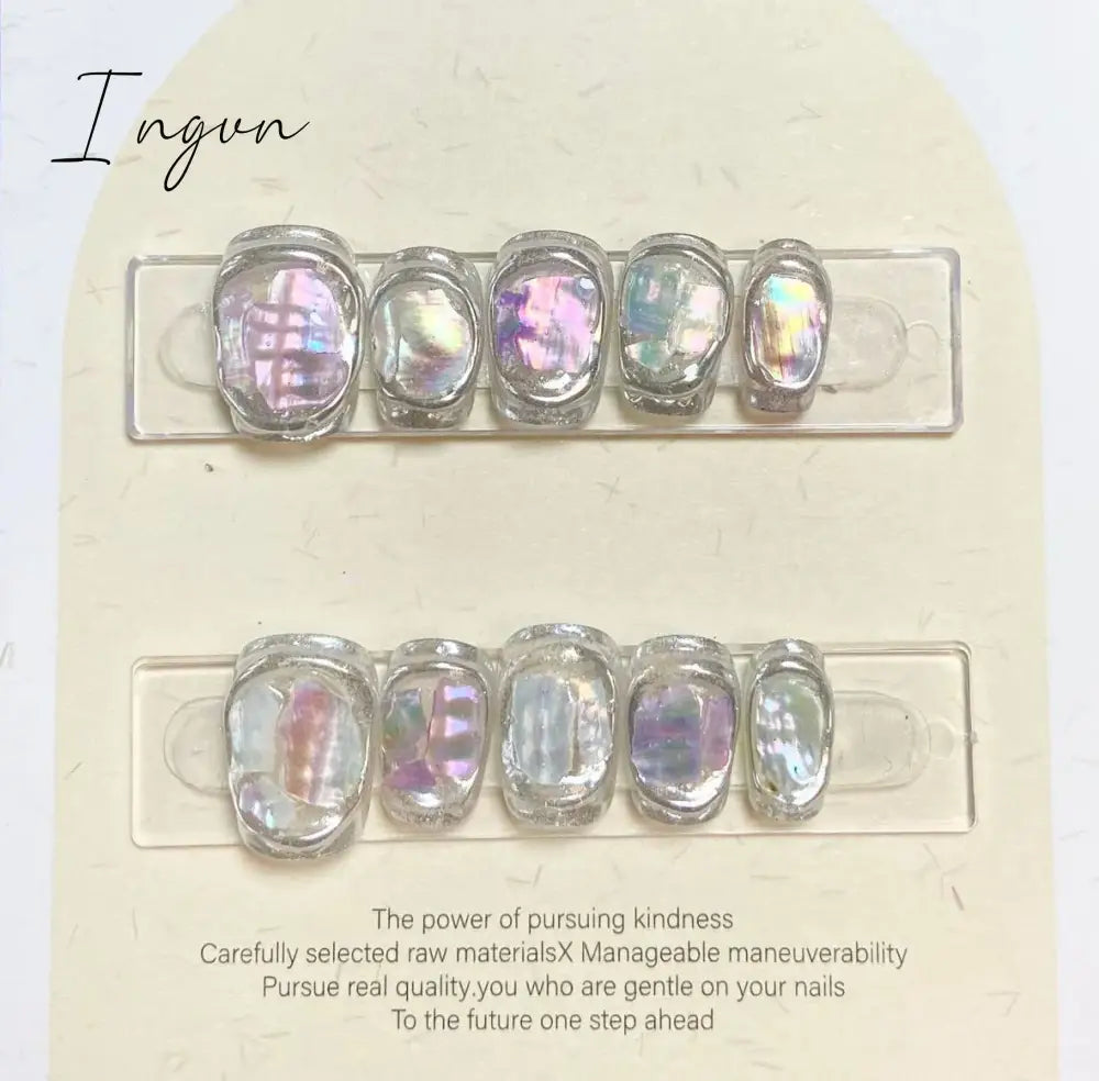10Pcs Glitter Short Handmade Press On Nails Fake Nails Full Cover Cat Eye Square Head Artificial Manicure Wearable Nail Tips Art