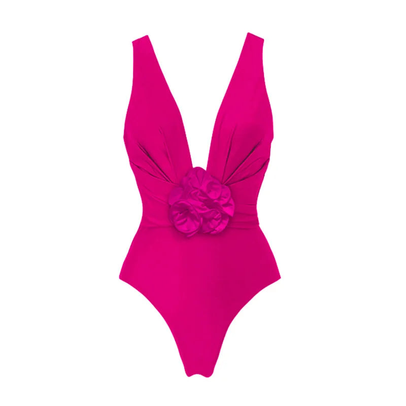 Red Flower One Piece Swimwear With Cover Up Trend Swimsuit 2025 Sexy Biquini Luxury Woman Swimsuit Beach Outing Bodysuit Bathsui