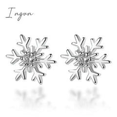 Crystal Zircon Snowflake Stud Earrings For Women Shiny Rhinestone Charm Earring Girls Christmas New Year Birthday Jewelry Gifts