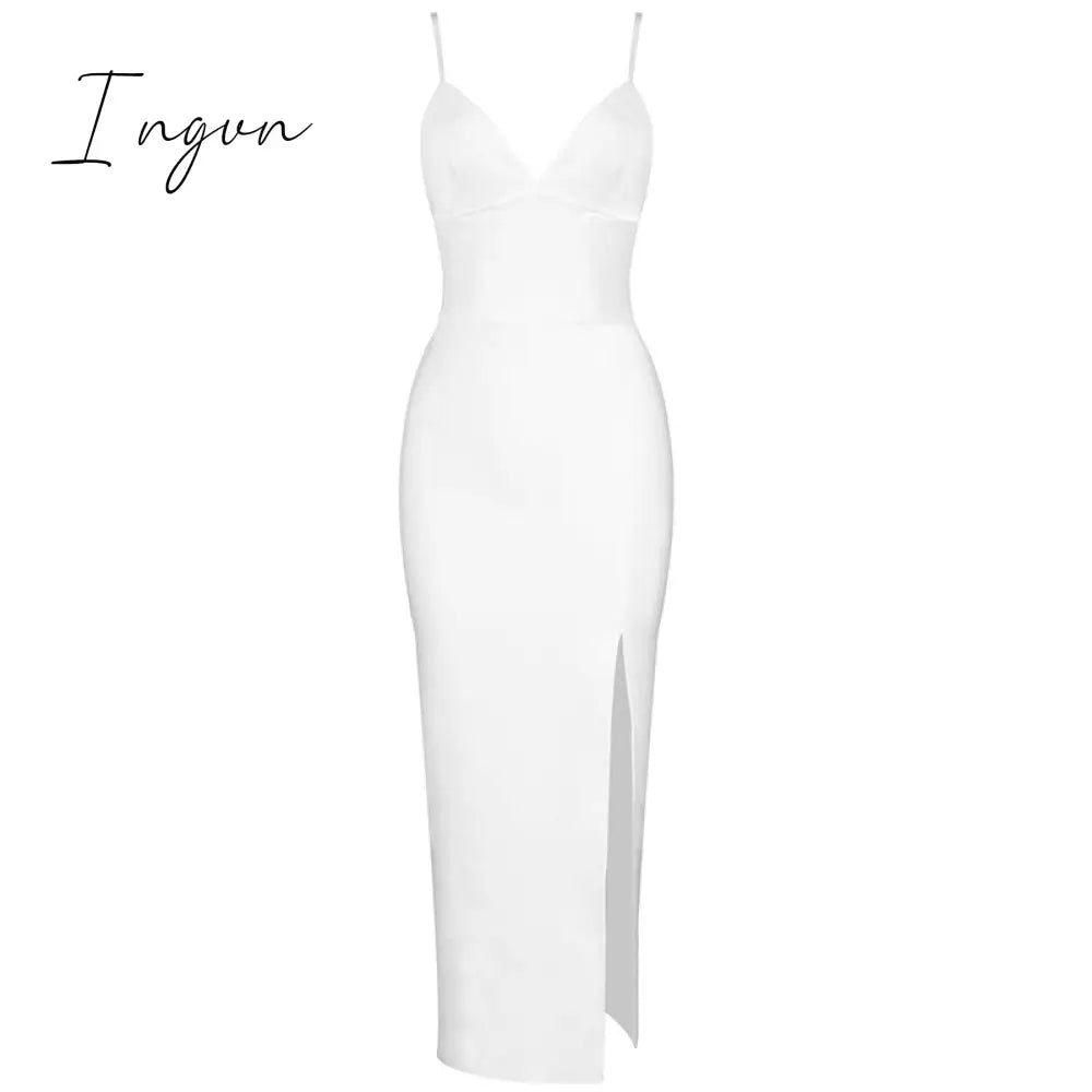 Ingvn - Bandage Women Dress New Summer Sexy Party Club Elegant Bodycon Bandage Dress Spaghetti Strap Ladies Clothes