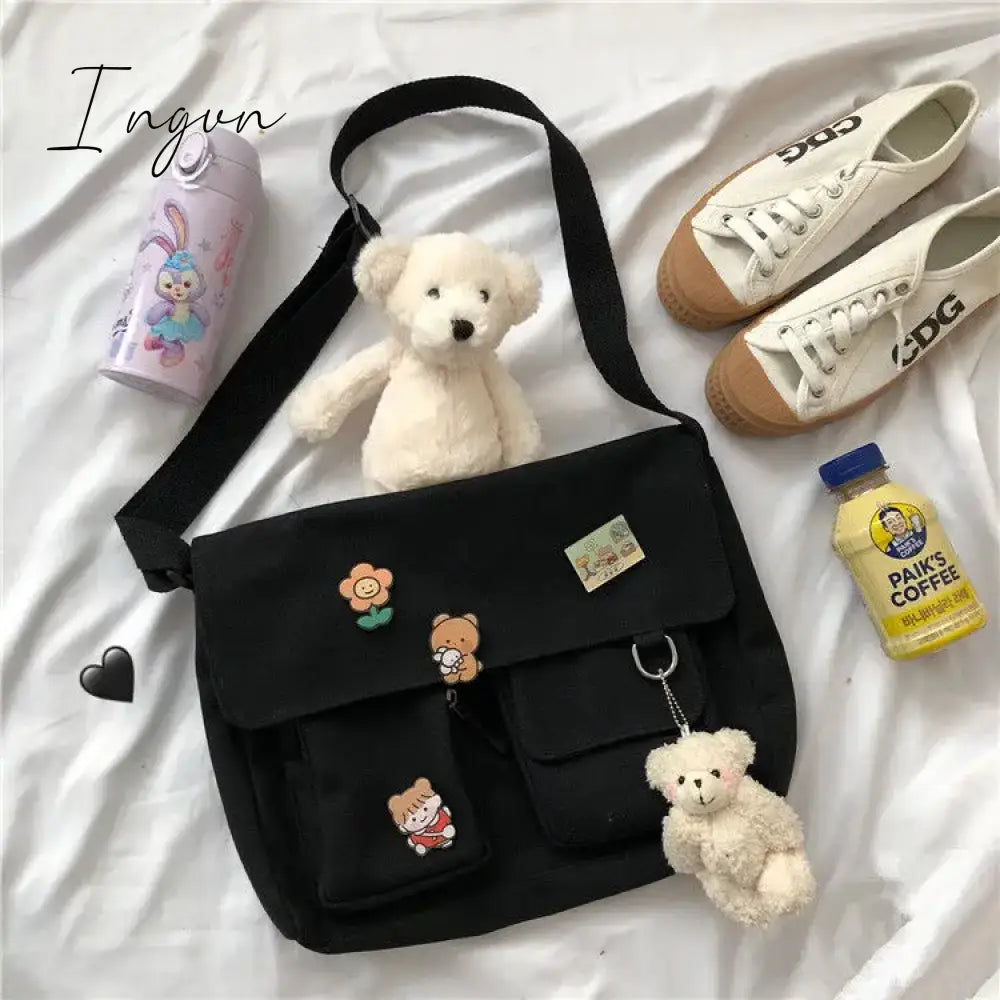 Ingvn - Women Simple Crossbody Bags Cute Casual Satchel Ladies Shoulder Bag Pouch Girls Canvas Cross School Bags Purse