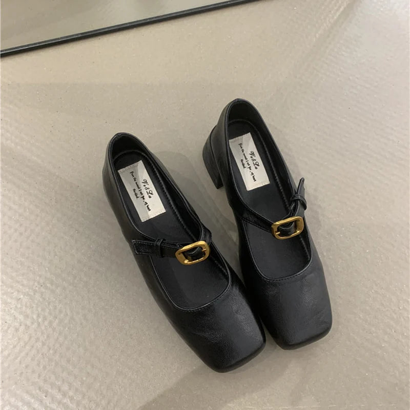 Ingvn  Retro Style JK Women Mary Jane Shoes Fashion Shallow Butterfly-knot Leather Shoes Autumn Ladies Dancing Party Prom Pumps