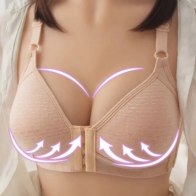 Sexy Plus Size Push Up Bra Front Closure Solid Color Brassiere Wire Free Bralette Seamless Bras For Women Hot Sale