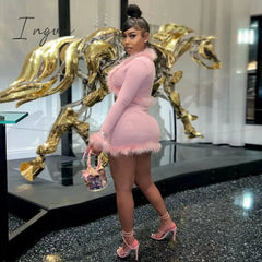 Ingvn - Y2k Streetwear Pink PU Leather Jackets for Women Winter Vintage Clothes Fuzzy Faux Fur Collar Coats Chic Fur Cardigan Spring