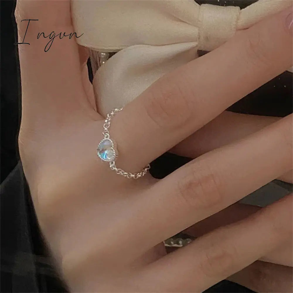 Kpop Star Crystal Zircon Rings Pink Girl Adjustable Chain Ring for Women Wedding Engagement Rings Y2K Rings Aesthetic Jewelry