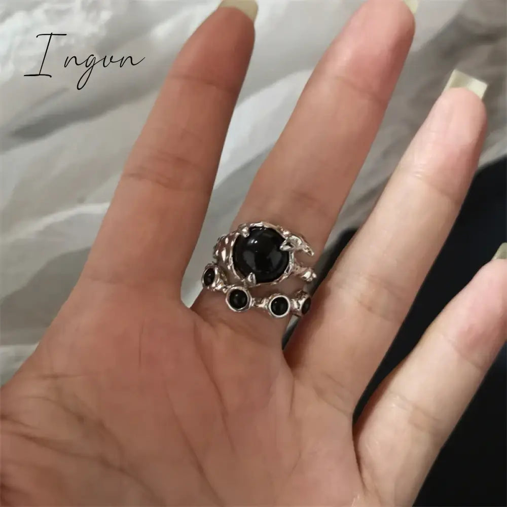 Fashion Gothic Animal Black Zircon Rings Y2K Star Crystal Opal Ring Goth Spider Butterfly Rings for Women Girl Aesthetic Jewelry
