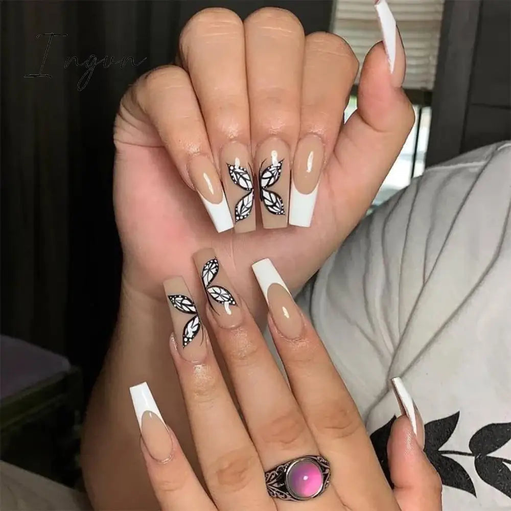 Extra Long Coffin Ballerina False Nails Fake Nails With Designs Press On Nails Manicure Tool Nail Accessory Full Cover Nail Tips
