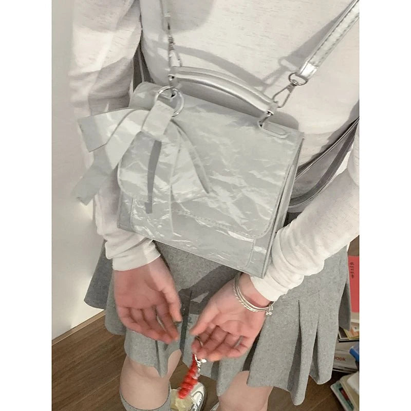 Ingvn  Bow Womens Backpack Sweet College Style Fashion Small Square Backpacks Casual Cute Literary All-match Aesthetic Female Bag